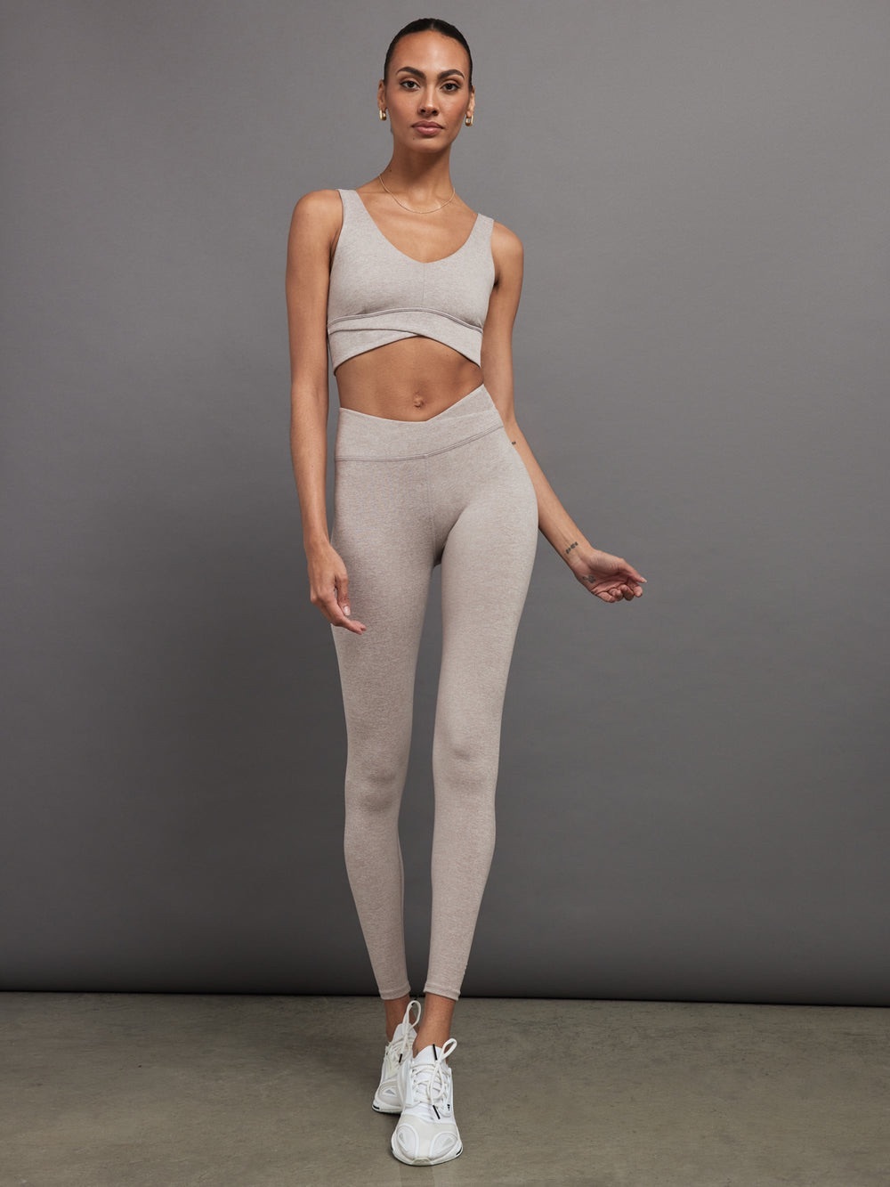 Carbon 38 Wrap Legging in Heather Melt High Rise Leggings Cream